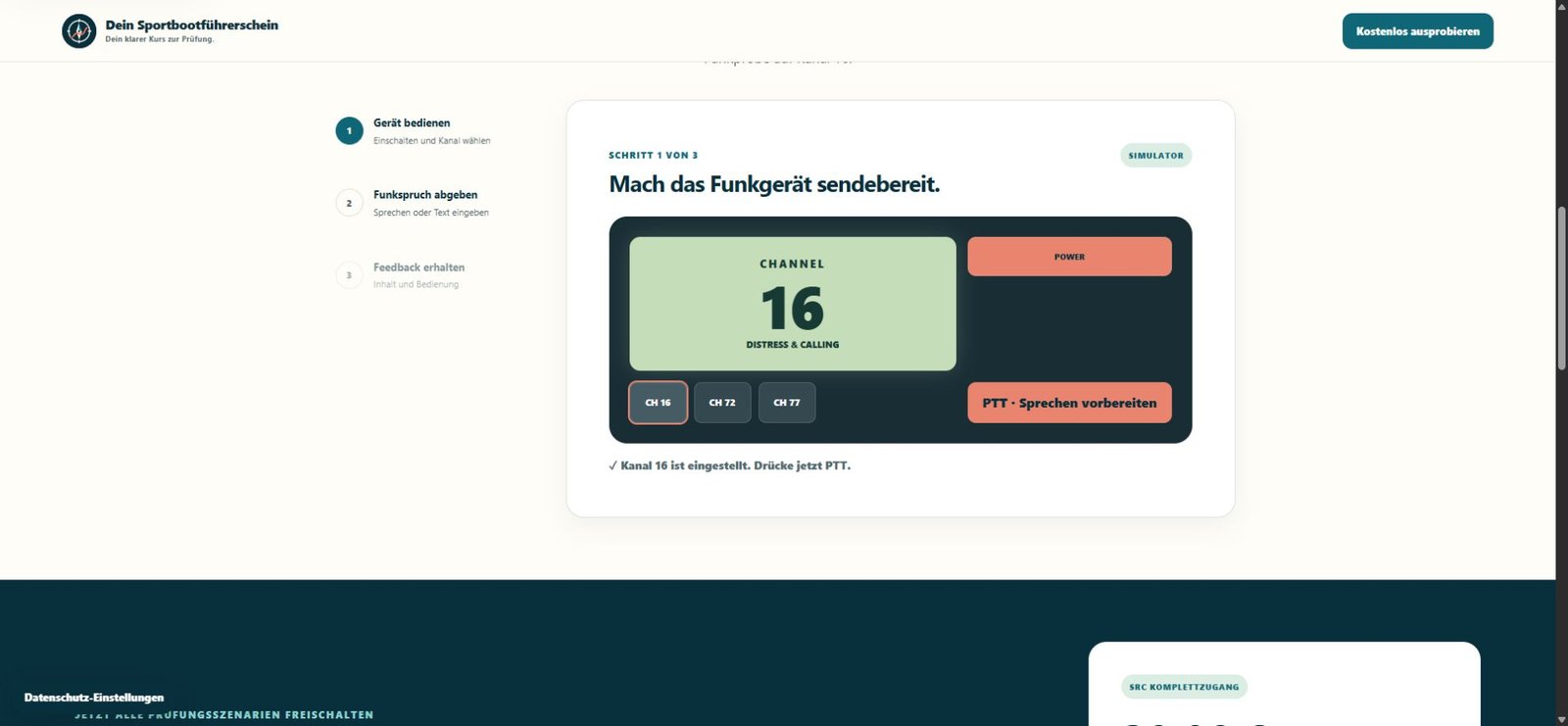 Originalaufnahme unserer SRC-Webapp mit Gerätesimulation